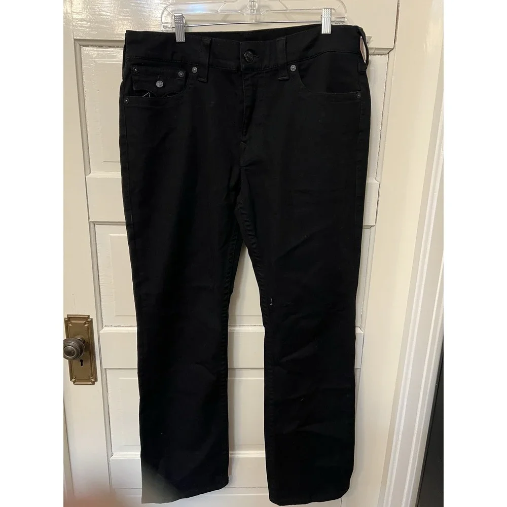 True Religion Ricky SN Flap Relaxed Straight Jeans Men's 36 36x32 Black NWT